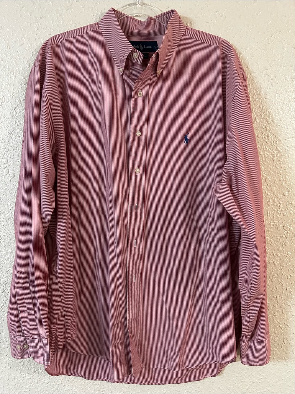 Ralph Lauren Men's Pink Stripe Button-Down Dress Shirt